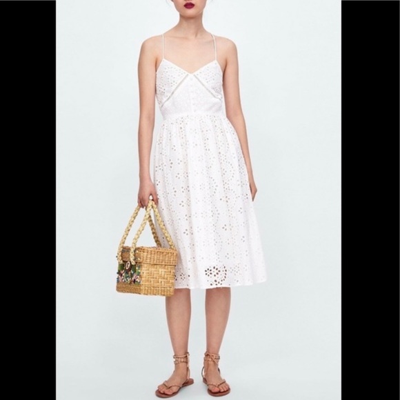 ZARA Cutwork Embroidered Eyelet White Dress sz XS - Picture 12 of 12